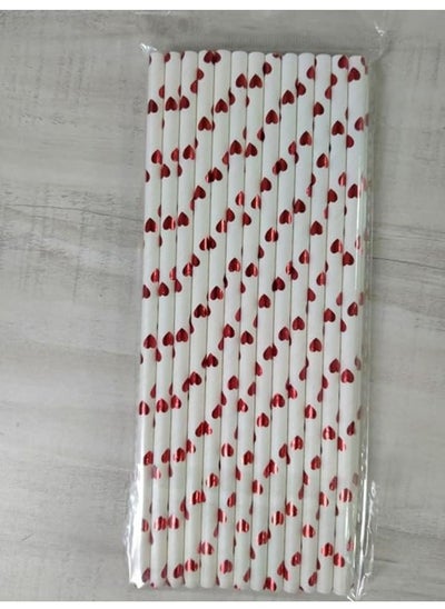 Buy Luxury Disposable Biodegradable Paper Straws, Biodegradable Paper Straw - Durable and Eco-Friendly ((26 Pieces, Red Hearts)) in Egypt