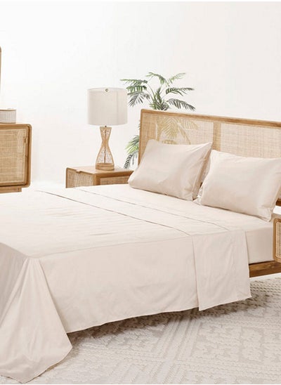 Buy Breathable 3-Piece Flat Sheet Set, Light Brown - 300TC, 274x274 cm in UAE