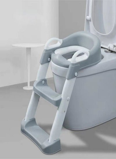 Buy Oasisgalore Grey Baby Toddlers Boys Girls Potty Training Seat Toilet with Step Stool Ladder with Anti-Slip Pads Foldable Comfortable Safe Easy Clean in UAE