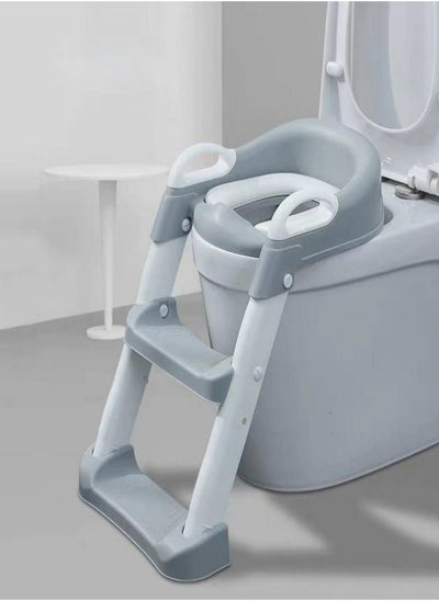 اشتري Oasisgalore Grey Baby Toddlers Boys Girls Potty Training Seat Toilet with Step Stool Ladder with Anti-Slip Pads Foldable Comfortable Safe Easy Clean في السعودية