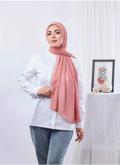 Buy Plain Wide Crinckled Chiffon Peach Pink For Women in Egypt