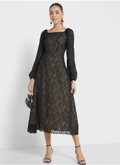 Buy Puff Sleeve Lace Dress in UAE