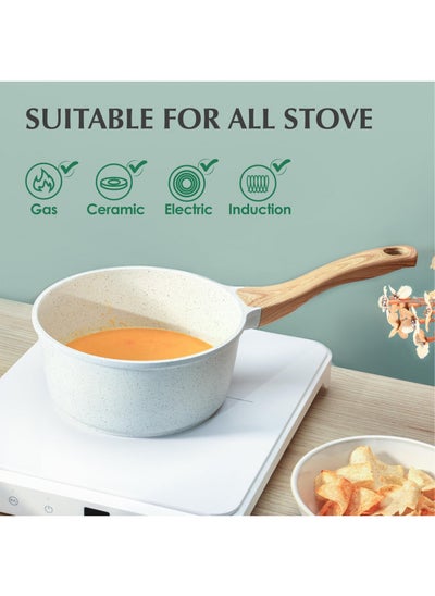 اشتري SENSARTE Sauce Pan Bakelite Handle Replacement Only Compatible with 2.6 QT Saucepan with lid White في الامارات