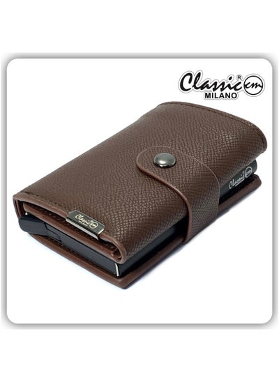 Buy Classic Milano Synthetic Wallet for men; RFID Mens Wallet Automatic Cardholder (Brown) by Milano Leather in UAE