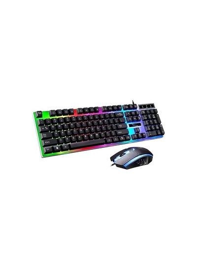 اشتري SAPU G21 Keyboard Multiple Color Rainbow LED Backlit Mechanical USB Wired Gaming Keyboard and Mouse Combo for Working or Game في الامارات