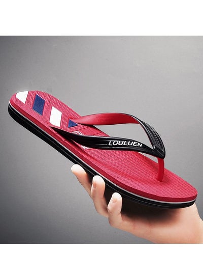 Buy Men's Casual Antiskid Slippers Summer Fashion Flip-flops Red in UAE