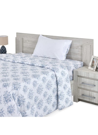 اشتري Flora Single - Sized Comforter Set White And Blue - 160X220Cm في الامارات