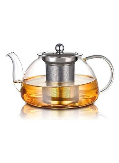 اشتري Glass Teapot With Heat Resistant Stainless Steel Infuser 1000ml في الامارات