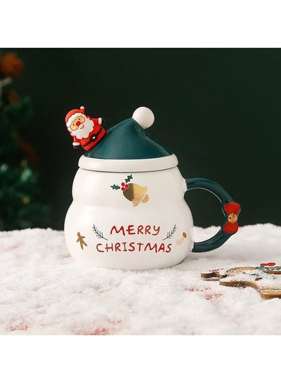 Buy Christmas coffee mug hot chocolate mug ceramic mug gift for Women Child Office Coworker with Gift Box Lid and Spoon in UAE