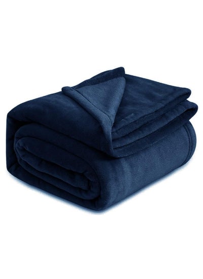 Buy BSB HOME® 300 GSM Premium Plush Single Blanket for Bed, Sofa, Couch, Travel and Camping AC Blanket | 150 x 220cm  |Blue | SOLID FLANNEL in UAE