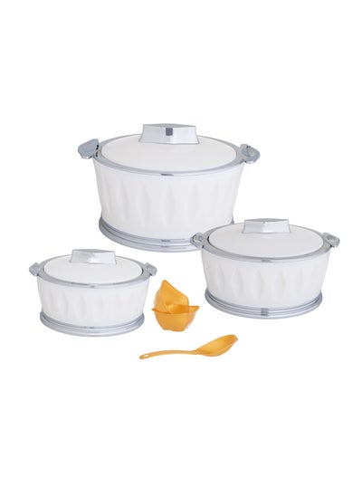 Buy Set of 3-Piece Plastic Food Containers White And Golden in Saudi Arabia