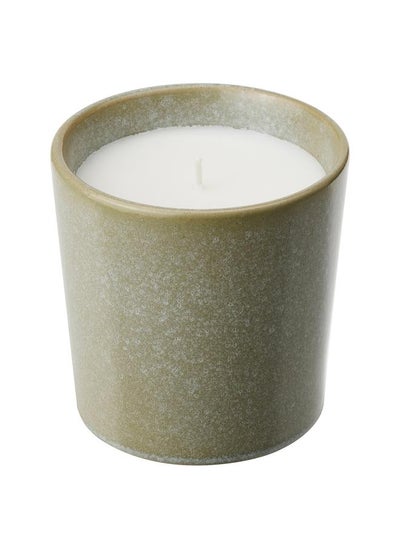 اشتري Scented Candle In Ceramic Jar Fresh Grass Light Green 50 Hr في السعودية