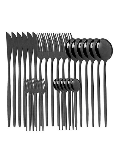 Buy 30-Piece Cutlery Set Black in Saudi Arabia