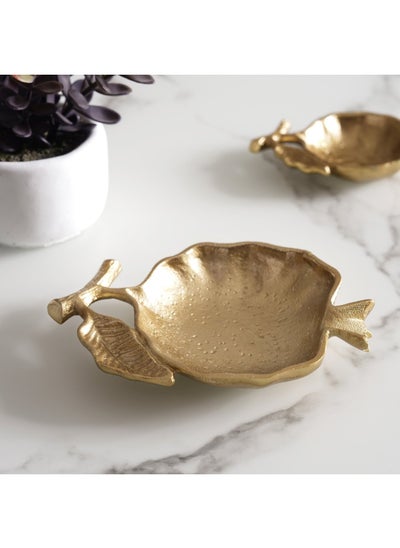 اشتري Pomegranate Metal Decor Tray 19x14x2.5cm- Gold في الامارات