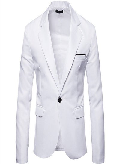 Buy Men's British Fashion Solid Casual Suit White in Saudi Arabia