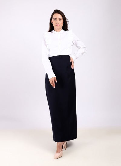 Buy Straight Cut Front Slit Skirt - Navy Blue in Egypt