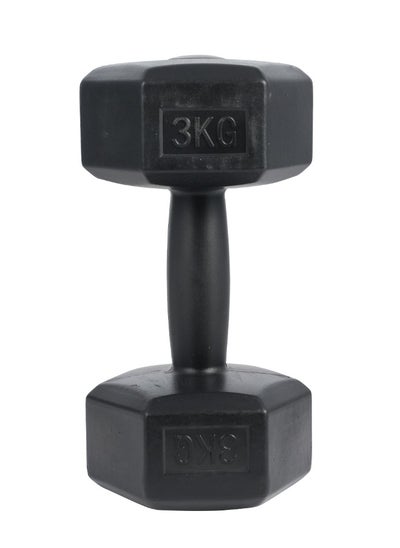 Buy Top Grade PVC Hex Shape Dumbbell Filled with Sand and Cement Fixed Weight Dumbbell Single 3 KG in UAE