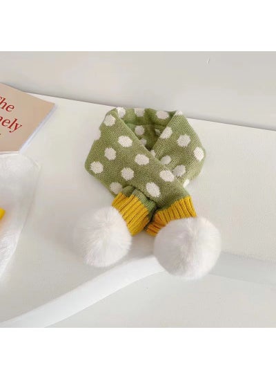 اشتري Winter Kids Knit Scarf Cartoon Plush BearLight green dots Light green dots في الامارات