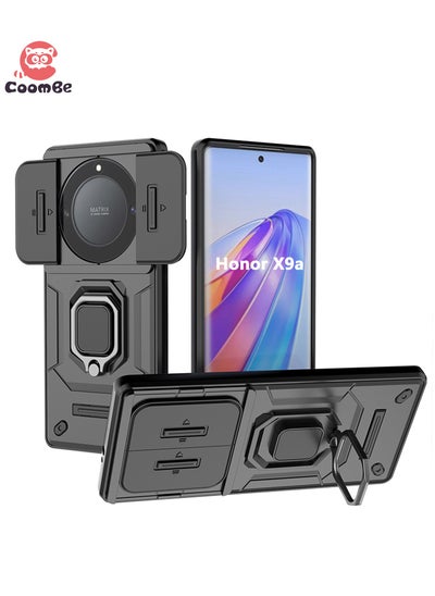 Buy Slide Camera Phone Case Honor X9a Cover Luxury Armor PC Shockproof Metal Ring Stand Protective Back Cover in Saudi Arabia