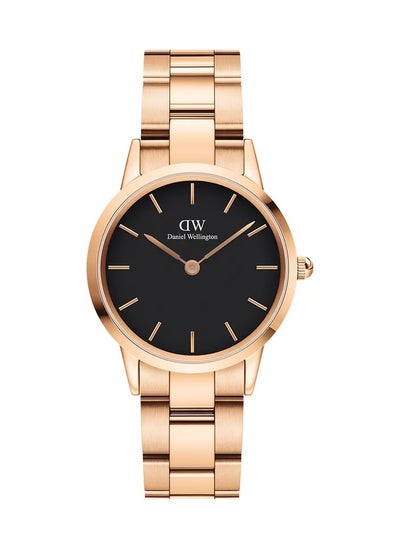 Buy Daniel Wellington Iconic Link Black Watch for Women 32mm Dial with Rose Gold Stainless Steel (316L) Strap DW00100212 in Saudi Arabia