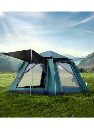 Buy HEXAR® 6 Person Camping Tent Automatic Instant Pop-Up Tent Lightweight Portable Tent Outdoor Camping Waterproof Windproof Camping Tent and Mesh Windows 2 Doors with Carry Bag in UAE