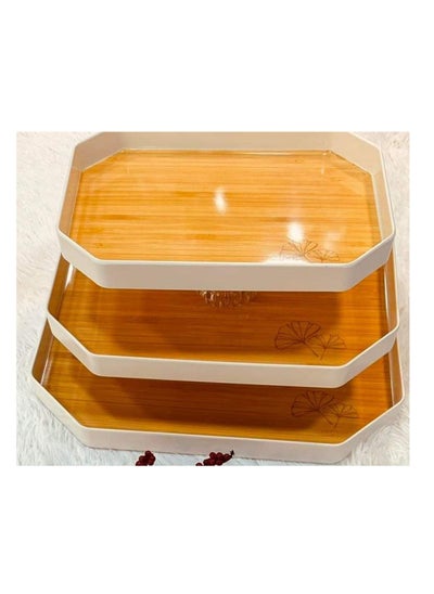 Buy Set of 3 pieces of Havan light wooden melamine trays in Egypt