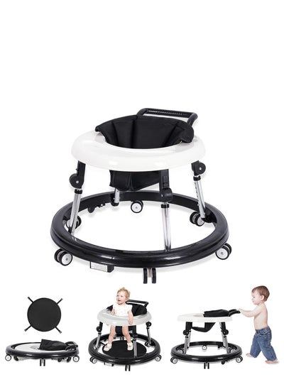 Buy Anti-Rollover Baby Walker with Wheels, Foldable Adjustable Height Toddler Walker, Baby Walkers and Activity Center with Foot Pads, Baby Walkers for Baby Boys and Girls 6-18 Months 9 Heights Adjustable in Saudi Arabia