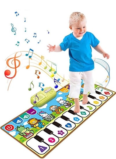 اشتري 80x30cm Kids Musical Mats with Music Sounds with 10 Keys, Musical Toys Toddler Music Piano Keyboard Dance Mat Carpet Touch Playmat Birthday Gift Toys for Baby Girls Boys في الامارات