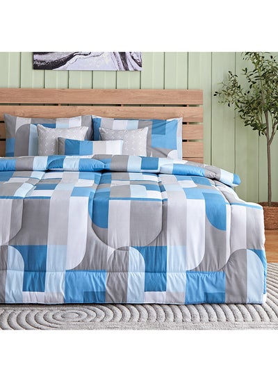 اشتري Valencia Valen 7-Piece Cotton Printed King Comforter Set 240 x 220 cm في السعودية