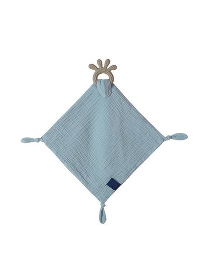 Buy Soft Cotton Baby Appease Towel Comfortable Soothing Security Blanket with Teether Ring for Infants Toddlers in UAE