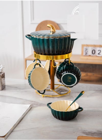 اشتري La Maya Soup Set on a Stand, 16 Pieces, Green SS448-15-G(C) في مصر