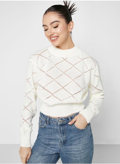 Buy Cable Patterned Cropped Sweater in UAE