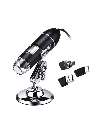 اشتري 3 In 1 USB & MICRO USB &Type-C Digital Microscope 1600X Magnification Camera 8 LEDs with Stand في السعودية