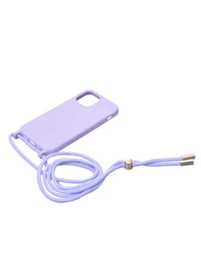 Buy Silicone Back Phone Protection Cover With Fabric Strap And Safety Edges For Iphone 12/12Pro - Lavender in Egypt