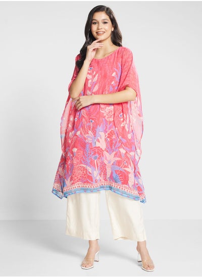 Buy Frill Sleeve Printed Kurti in Saudi Arabia