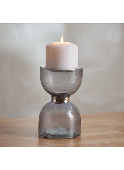 Buy Tagus Glass Candleholder with Nickel Steel Ring 10 x 18 x 10 cm in UAE