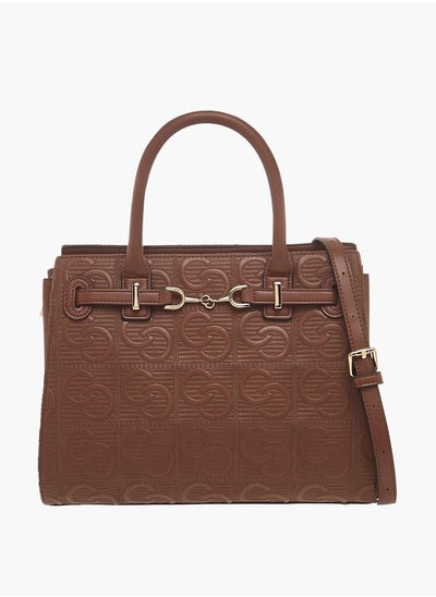 اشتري Monogram Embossed Tote Bag with Handles and Zip Closure في الامارات