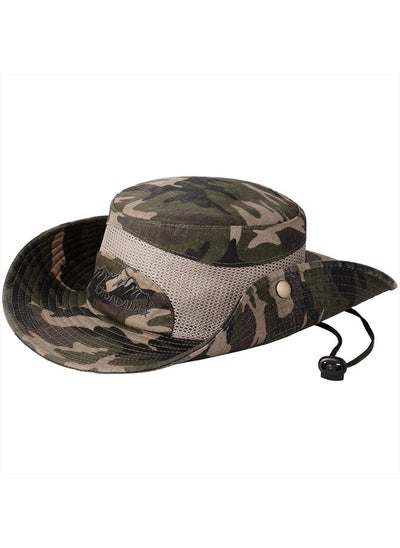 اشتري Sun Hat, Fishing Hat UPF 50 Wide Brim Bucket Hat Safari Boonie Hat (A-Camo) في الامارات