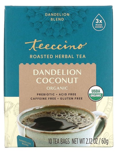 Buy Organic Roasted Herbal Tea Dandelion Coconut Caffeine Free 10 Tea Bags 2.12 oz 60 g in UAE