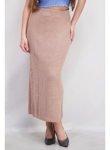 اشتري Women Knitted Pull-On Midi Skirt, Light Pink في الامارات