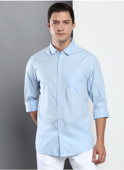 Buy Dennis Lingo Men's Cotton Sky Blue Solid Casual Shirt (AZ301_Sky Blue_S) in UAE