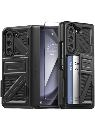 Buy Terra Guard Ultimate Go Samsung Galaxy Z Fold 5 Case Cover (2023) with Hinge Protection [2 Card Holder Compartment] & Front Screen Protector - Matte Black in UAE