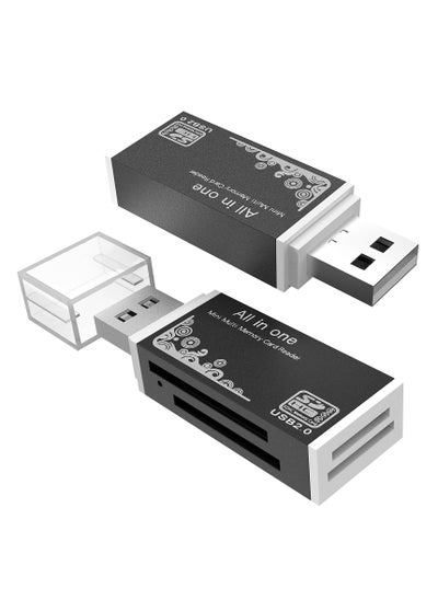 اشتري 2Pack Multi,Function Memory Card Reader for USB, Compatible with SD, Micro SD, MMC, and More, Sleek Black Design في الامارات