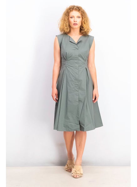 اشتري Women Plain Sleeveless Midi Dress, Balsam Green في الامارات