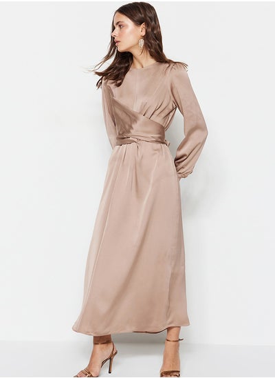 Buy Stone Cross Tie Detailed Satin Evening Dress TCTAW22EB0105 in Egypt