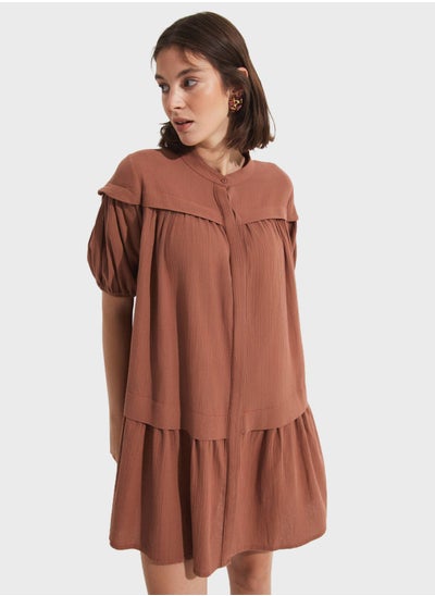 Buy Collar Detail Ruffle Dress in UAE