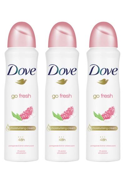 Buy Pack Of 3 Dove Go Fresh Anti Transparent with Pomegranate Spray 150 in Saudi Arabia