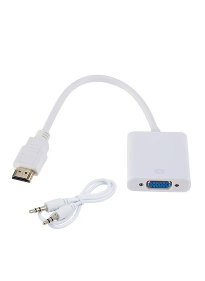 Buy HDMI to VGA adapter (1080P) with 3.5 mm cable, white color in Egypt