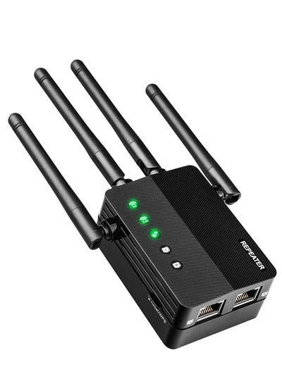 اشتري WiFi Extender, Wi-Fi Booster Amplifier, 1200Mbps Wall-Through Strong, Cover up to 12880 sq.ft & 105 Devices, Dual Band 2.4G & 5G, 4 Antennas 360° Full Coverage, with Ethernet Port & AP Mode في الامارات