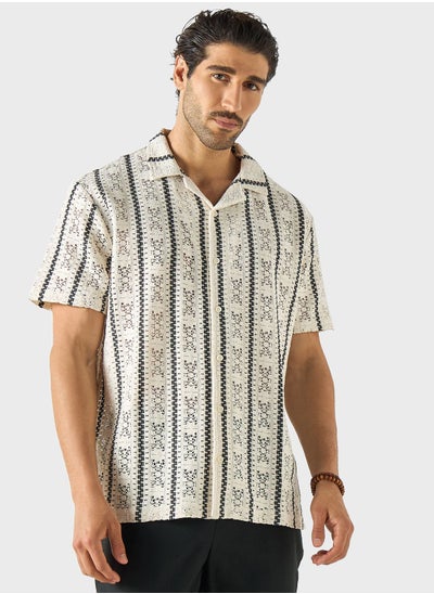 Buy Printed Textured Button Down Shirt in Saudi Arabia